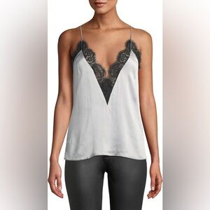 Cami NYC Black & Silver Lace Silk Top Women’s Size S Glam Chic